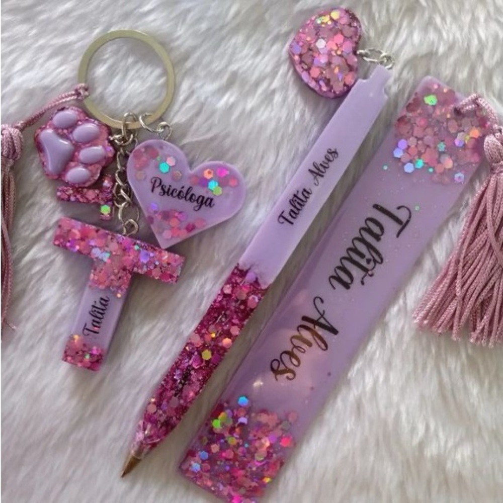 Pink Glitter Stationery Set